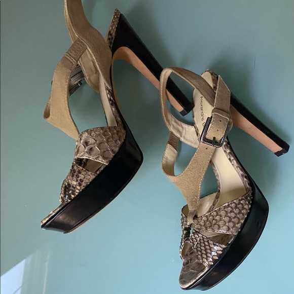 Alexandre Birman Suede/Black and Snake Skin High Heels Size 6 - Picture 3 of 12